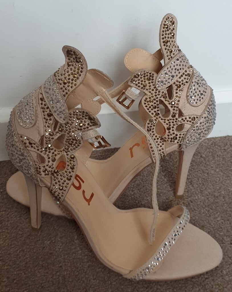 champagne wedding shoes rhinestone stiletto heels bridal sandals